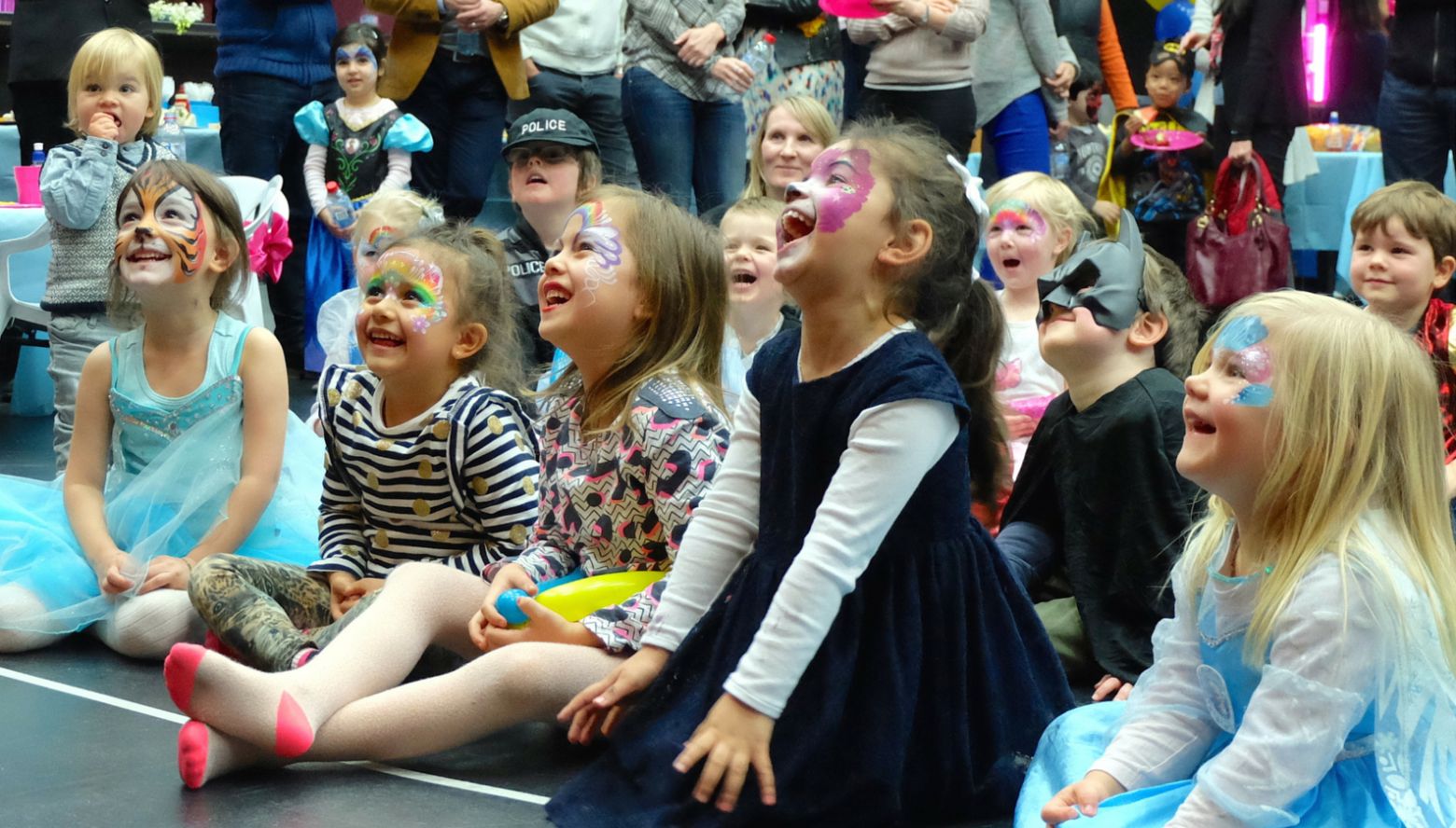 kids laughing during a kids party magic show performance
