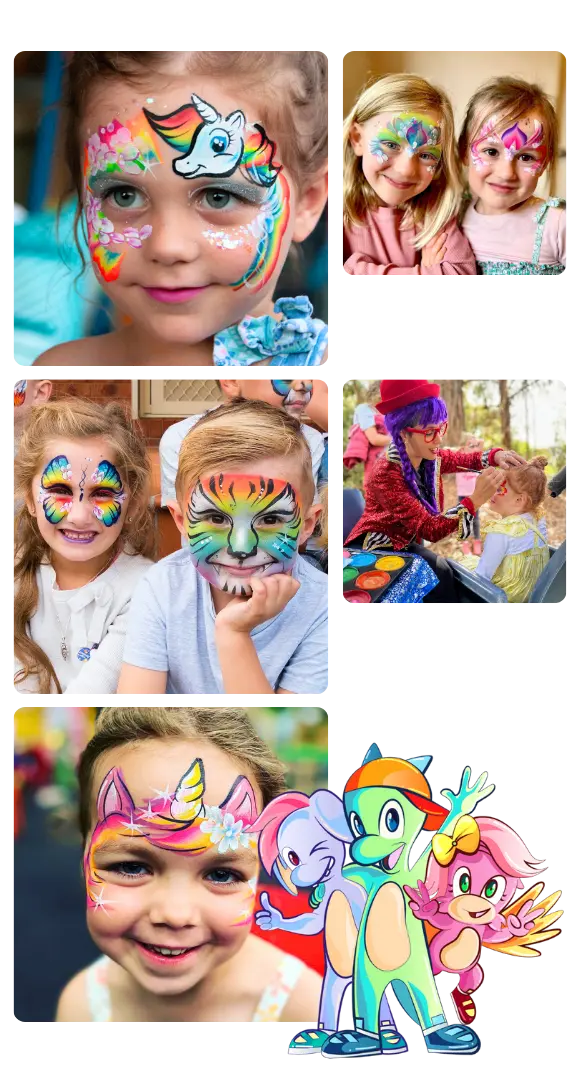face painting happy kids smiling and having fun
