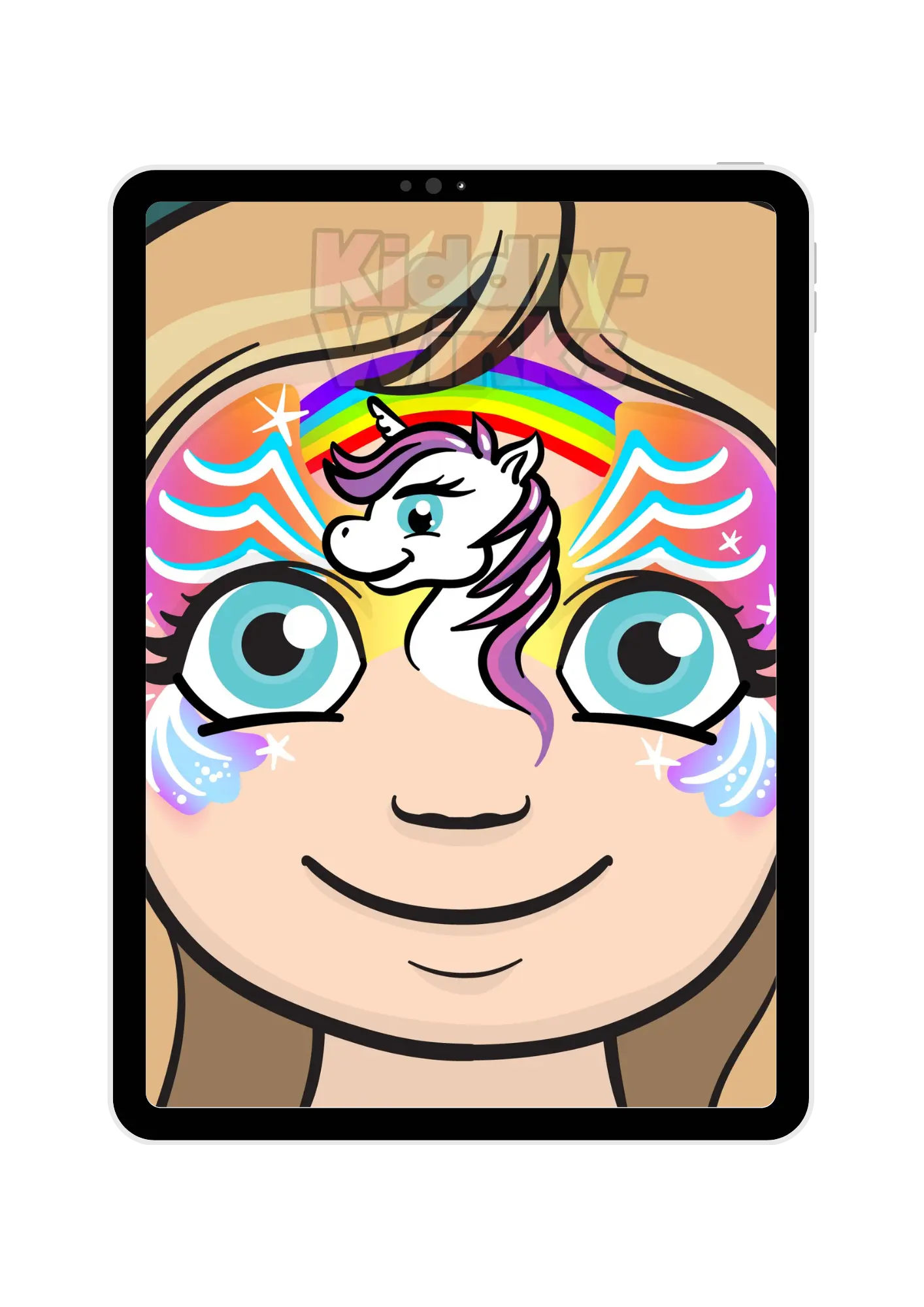 rainbow unicorn face painting design
