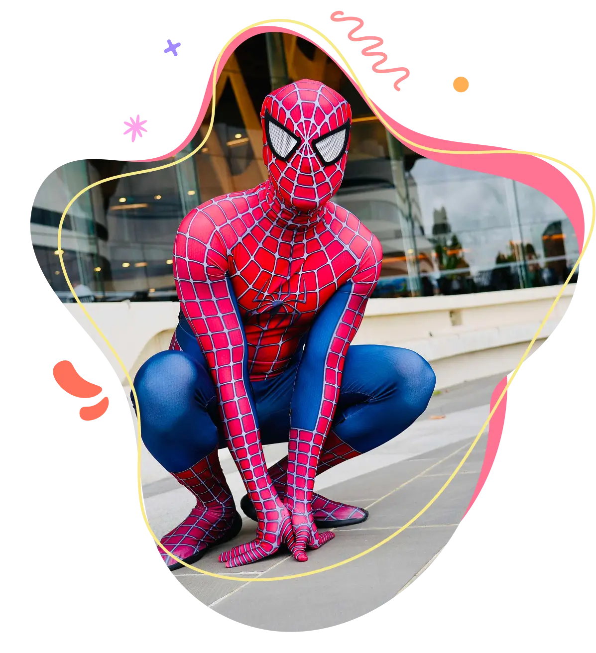 Spider-Party-Character-2 spiderman posing for the camera