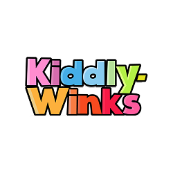kiddddly-winks Colorful Kiddly-winks logo in playful multicolored letters on a white background.